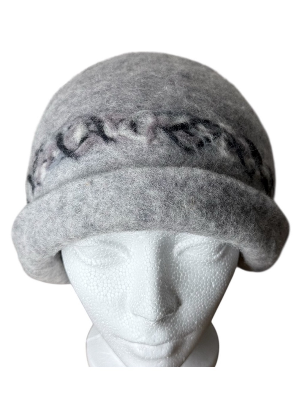 Artisan Grey Felted Wool Cloche Hat Bowler Winter Grannycore